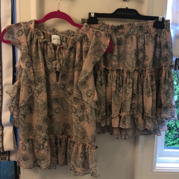 Misa skirt and top set, blush floral with gray - Picture 2 of 8